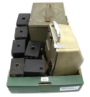 Lot 1222 - Box Cameras six examples together with an Aldis Projector