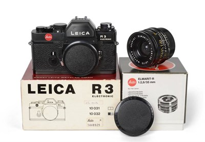 Lot 1233 - Leica R3 Electronic Camera Body no.1448925; with Leitz Wetzlar Elmarit R f2.8 35mm lens (both...