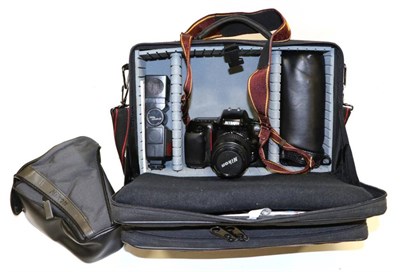 Lot 1243 - Nikon F50 Camera with Nikkor AF f4-5.6 35-80mm lens; Nikkor AF f4.5-5.6 75-300mm lens and a few...