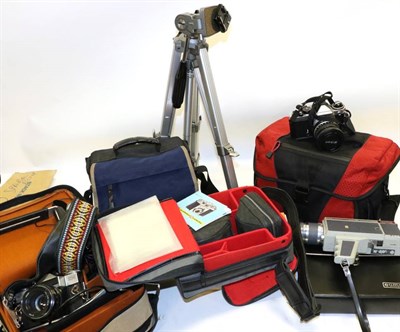 Lot 1244 - Nikon FE Camera with Nikkor f1.8 50mm lens (in soft carry bag) together with assorted other cameras