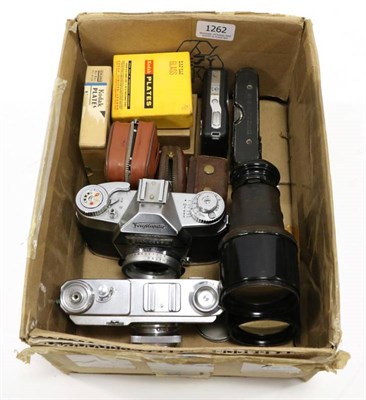 Lot 1262 - Various Cameras including Contax with Jupiter (USSR) 2/53 lens; Voigtlander Bessamatic camera...