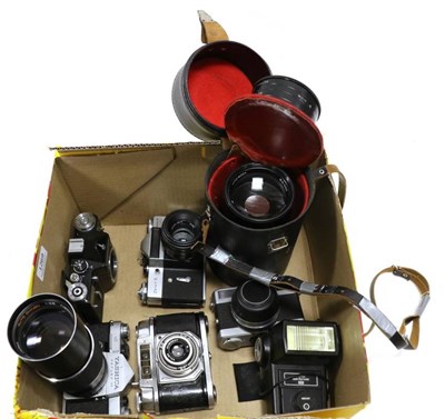Lot 1269 - Various Cameras including Yashica Reflex 35 with Chinon f3.5 200mm lens, Zenit E Moscow...