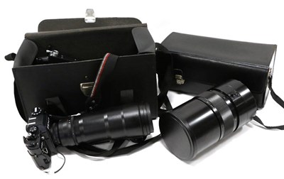 Lot 1273 - Zenit 122S Camera withTair 3S f4.5 300mm lens; together with MC MTO 11CA f10 1000mm mirror lens...
