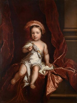 Lot 55 - Circle of Sir Peter Lely (1618-1680) Portrait of a child with a feather in his hair Oil on...