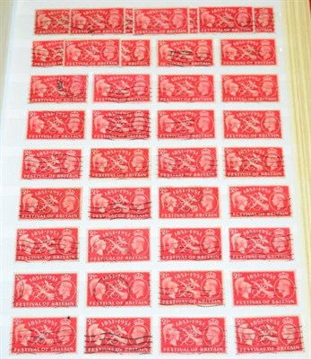 Lot 15 - GB in 9 Stockbooks - Large stockbooks with heavily duplicated KGVI - QE2. Includes KGVI to £1,...