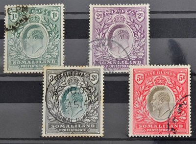 Lot 171 - Somaliland KEVII 1904 High Values 1R to 5R, SG 41-4, very fine used, cat £400.