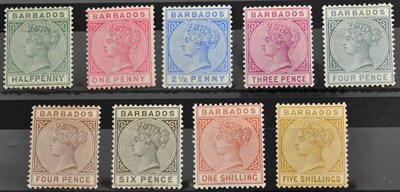 Lot 174 - Barbados - 1882/6 fresh mint set to 5/- Cat £750 (9)