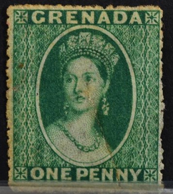 Lot 192 - Grenada 1d Chalon stated to be SG15 perf 15 wmk. star upright.  Scarce stamp but with repaired...