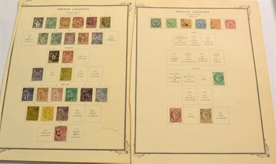 Lot 197 - French Colonies - Collection On Leaves with 1859 set used, 1877 Peace and Commerce values mint...