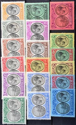 Lot 202 - Dominica 1923-33 KGV - 18 values including 4/- , 5/- and £1 values , cat £350 (18)