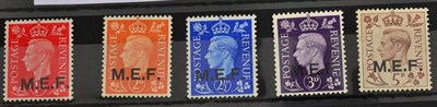 Lot 207 - BIOC- Middle East Forces 1942 Overprints. Stated to be square stop type 2 overprints m.m. SG M6-10