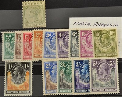 Lot 220 - Northern Rhodesia - KGV set to 5/- SG 1-14 m.m. Cat £210. Also Cyprus SG35 mint.