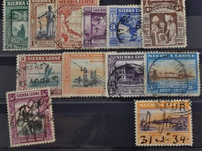 Lot 255 - Sierra Leone 1933 Wilberforce - Set missing only the 10/-.  Fine used short set to 2/- (blunt...