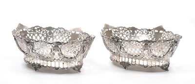 Lot 464 - A Pair of Dutch Pierced Silver Baskets, maker's mark R between stars, .833 standard, 1920, oval...