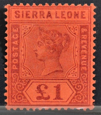 Lot 262 - Sierra Leone QV £1 key type SG 53 fresh u.m. centred slightly high, otherwise vert fine. Cat £325