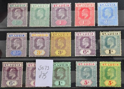 Lot 264 - St. Lucia KEVII 1904-10 set fine mint with both 5/- values, SG 64-77. Cat £300.