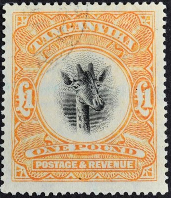 Lot 281 - Tanganyika KGV 1922-24 Giraffe set SG 74-88 f.u. set . although £1 cancel looks dubious and...