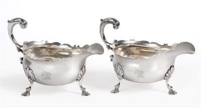 Lot 472 - A Matched Pair of George II Silver Sauceboats, William Shaw & William Priest, London 1755 and 1759