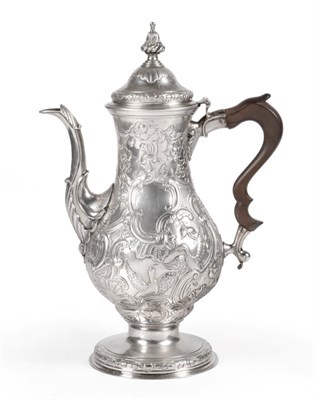 Lot 491 - A George III Irish Silver Coffee Pot, mark of Carden Terry, Cork, overstriking another, circa 1775