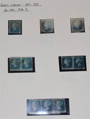 Lot 350 - 1841 2d Blues Collection on two album pages. A fine assembly of 3 and 4 margin copies ,...