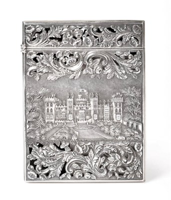 Lot 497 - A Victorian Silver Castle-Top Card Case, Nathaniel Mills, Birmingham, 1840, with views of...