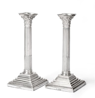 Lot 498 - A Pair of Late Victorian Corinthian Column Candlesticks, Charles Boyton, London 1896/97, with...