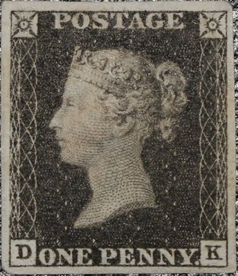 Lot 362 - 1840 1d Black SG2 - Mint example with 4 good margins but margins clipped NE and SW corners....