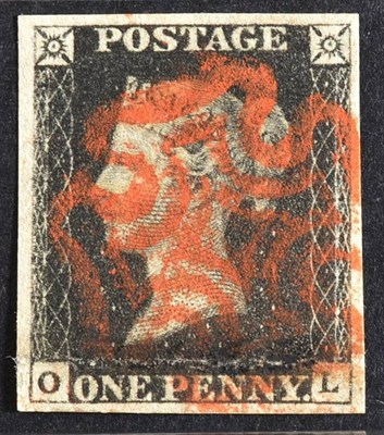 Lot 363 - 1840 1d Black - 4 very large margins with a fine central red MX cancel. An exceptional copy.