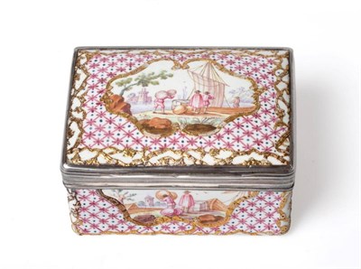 Lot 503 - A Continental Silver Mounted Enamel Snuff Box, the mounts with rubbed maker's mark, Paris, date...