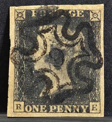 Lot 372 - 1d Black - A fine 4 margin example with the scarce solid centre black MX cancel. A rare item in...