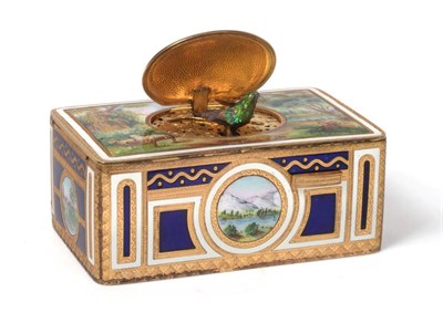 Lot 504 - A Gilt-Metal and Enamel Singing Bird Box, attributed to Karl Griesbaum, early 20th century,...