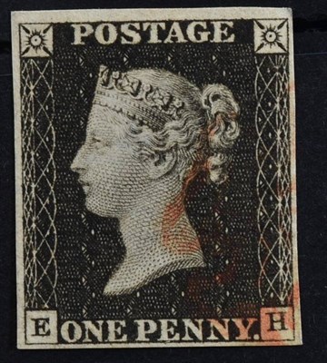 Lot 385 - QV 1d black, a fine 4 margin copy with a light red cancel