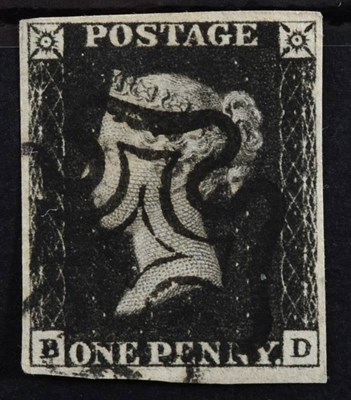 Lot 386 - QV 1d black, a fine 4 margin with black MX cancel.