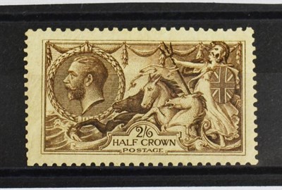 Lot 392 - KGV Seahorse Scarce Re Entry 1913-19 SG 399 N63a 2s6d Deep Sepia Brown with re entry Row 2/1...