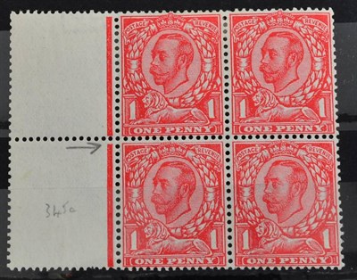 Lot 410 - 1912 Downey Heads 1d Missing Cross on Crown variety u.m. within a block of 4 with 3 normal...