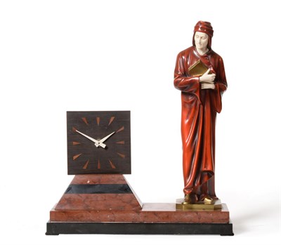 Lot 548 - Roberto Montini (Italian,1882-1963): A Bronze and Ivory Figure of Dante Alighieri, circa...