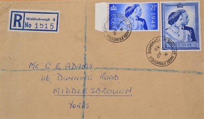 Lot 469 - GB Silver Wedding 26 April 1948 First Day Cover, not illustrated but registered Middlesbrough....