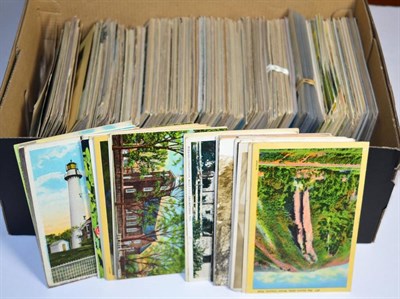 Lot 473 - Postcards - Mainly USA and GB . Shoebox of postcards with UK topographical from early 1900's...