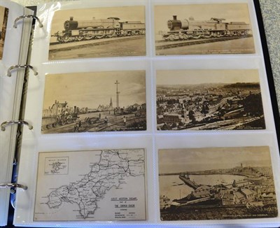 Lot 481 - Railway Postcards - In a fine large album with GNR, GWR, Railway Company views, Engines,...