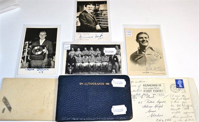 Lot 485 - Sporting  Postcards and Autographs - Small Autograph album and loose postcards including Signed Tom