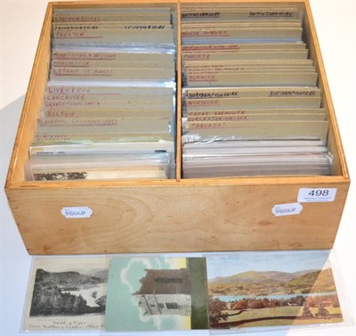 Lot 498 - Topographical Postcards  - Dealer stock in plastics in a wooden display box for North East,...