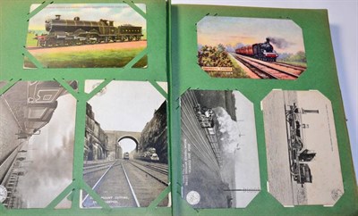 Lot 514 - Railways - Over 160 vintage postcards in a large album. Mainly unused with some real...