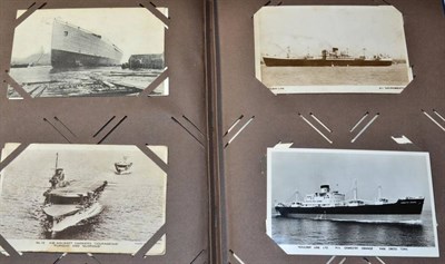 Lot 515 - Shipping Postcards - Collection of over 70 cards in an old style album. With Batttleships, Admirals