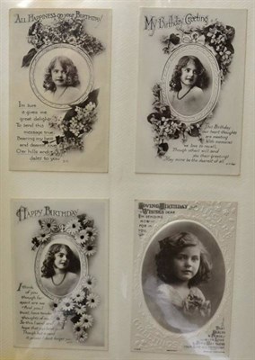 Lot 524 - Collection of postcards in two photograph albums, many being Edwardian or pre war. With many...