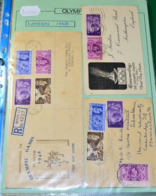 Lot 543 - Olympic Games - Cards, Covers and Thematics - A binder housing stamps, covers, cards, etc...