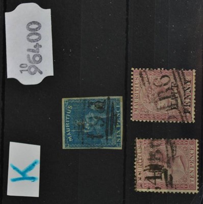 Lot 579 - Seychelles: Mauritius used in Sychelles : 1859 Britannia 6d blue 4 margin imperf + 1863 10d +...