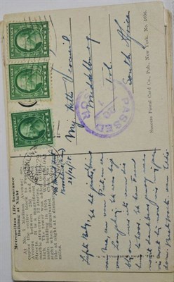 Lot 584 - South Africa: WW1 picture postcard correspondence USA-Middleburg (Transvaal) @ 2c-3c rates with...