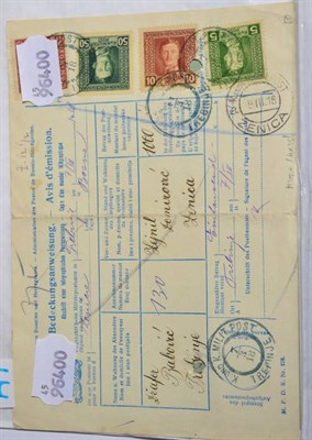 Lot 598 - Bosnia Herzegovina: 1918 registered express military cover + rare postal order for 1000k used...