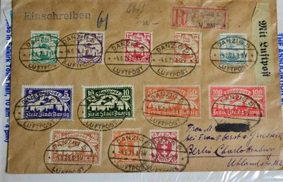 Lot 605 - Danzig: 1923 registered airmail cover to Berlin with air set to 100mks cat minimum 100eu