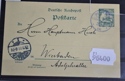 Lot 613 - German SW Africa:1908 5pf message half postal stationery card Okaukwejo (rare blue postmark)...